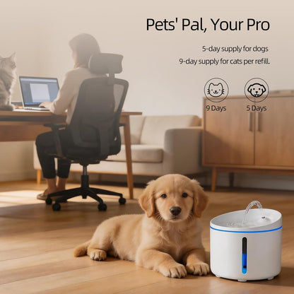 DOGNESS Pet Water Fountain for Cat & Small Dog 34oz/1L (D03-White) | 13° Inclined Triple Filtration whisper-quiet,Automatic Water Fountains for cats indoor,Melamine materials