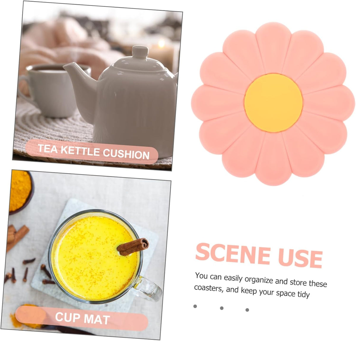Daisy Pattern Silicone Hot Pad for Tableware Decoration and Desk Protection