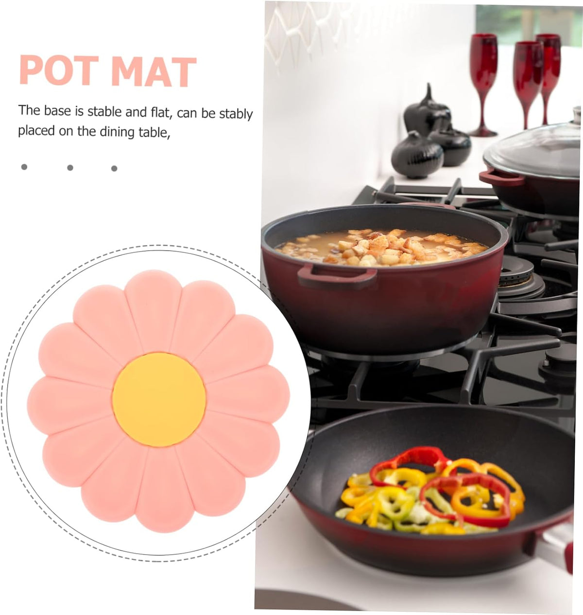 Daisy Pattern Silicone Hot Pad for Tableware Decoration and Desk Protection