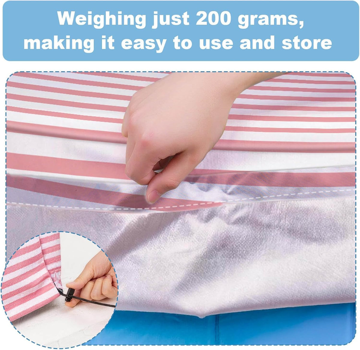 Foldable Round Dog Swimming Pool Cover, for 32"/48"/63" Collapsible Outdoor Tub,PVC Coating Waterproof and UV Protection (S-32 * 8 inch, Pink Stripes)