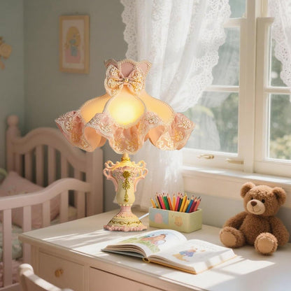 Victorian Table Lamp Pink Princess Lamp French Country Bedside Lamp Farmhouse Cute Kids Table Lamp Vintage Rustic Nightstand Lamp for Girls Bedroom Children Nursery Desk Home Entryway