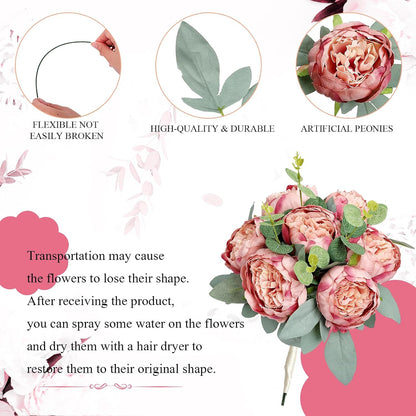50Pcs Artificial Peonies Flowers, 4’’ - Dusty Pink