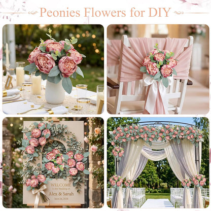 50Pcs Artificial Peonies Flowers, 4’’ - Dusty Pink
