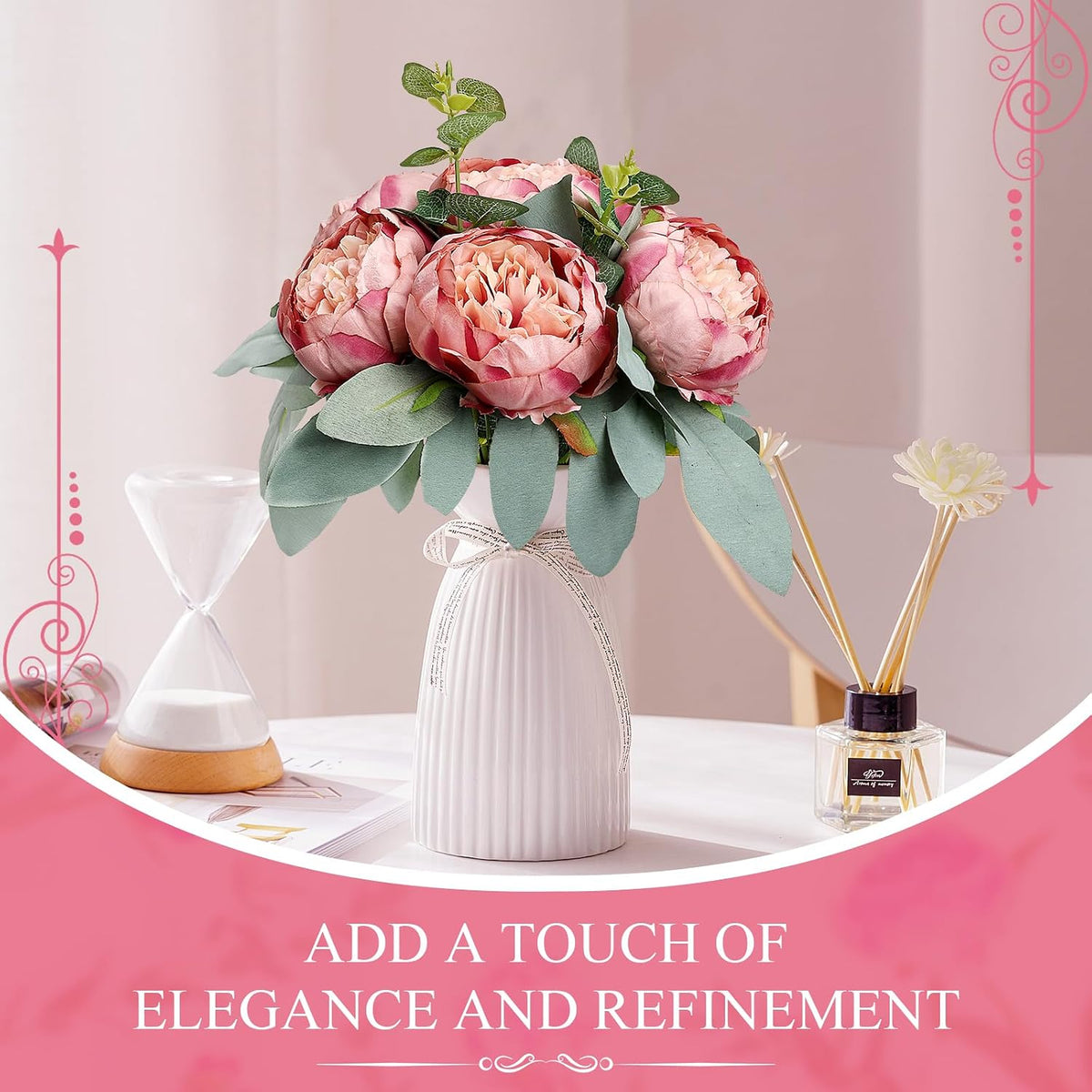 50Pcs Artificial Peonies Flowers, 4’’ - Dusty Pink