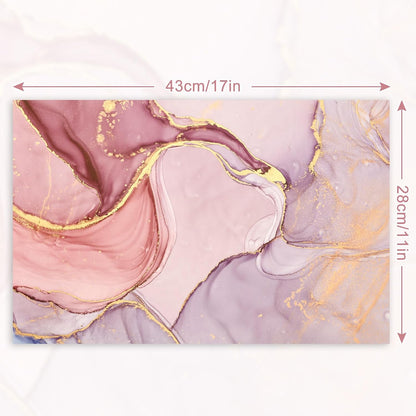 50 Sheets Marble Paper Placemats Pink Gold Marble Disposable Place Mats Decorative Rectangle Table Mats for Wedding Dining Party Table Decor Supplies, 11 x 17 Inch
