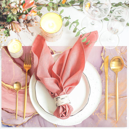 50 Sheets Marble Paper Placemats Pink Gold Marble Disposable Place Mats Decorative Rectangle Table Mats for Wedding Dining Party Table Decor Supplies, 11 x 17 Inch