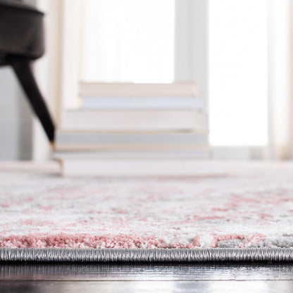 Meadow Collection Area Rug - 3' Round, Grey & Pink, Modern Abstract Design, Non-Shedding & Easy Care, Ideal for High Traffic Areas in Living Room, Bedroom (MDW583H)