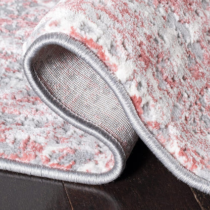 Meadow Collection Area Rug - 3' Round, Grey & Pink, Modern Abstract Design, Non-Shedding & Easy Care, Ideal for High Traffic Areas in Living Room, Bedroom (MDW583H)