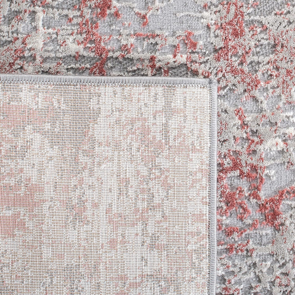 Meadow Collection Area Rug - 3' Round, Grey & Pink, Modern Abstract Design, Non-Shedding & Easy Care, Ideal for High Traffic Areas in Living Room, Bedroom (MDW583H)