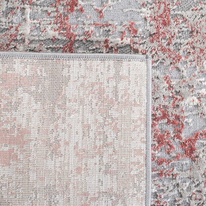 Meadow Collection Area Rug - 3' Round, Grey & Pink, Modern Abstract Design, Non-Shedding & Easy Care, Ideal for High Traffic Areas in Living Room, Bedroom (MDW583H)
