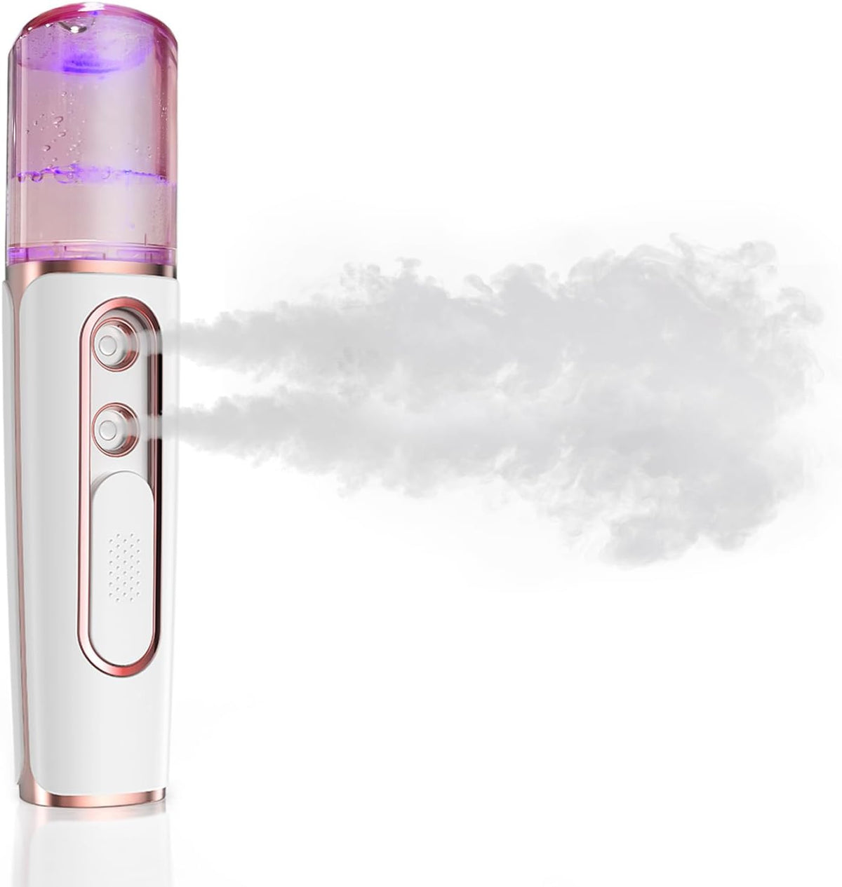 withthesun Nano Facial Mister, Cool Mist Face Steamer with 2 Spray Nozzle, USB Rechargeable, Visual Water Tank, Nano Mister for Eyelash Extensions, Skin Care, Daily Makeup, Deep Hydrating-Pink