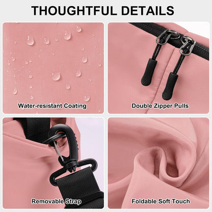 Fitness Bag for Women Small Pink, 17" Gym Bag with Wet Pocket Waterproof Portable Sports Tote for Swimming, Weekend Travel