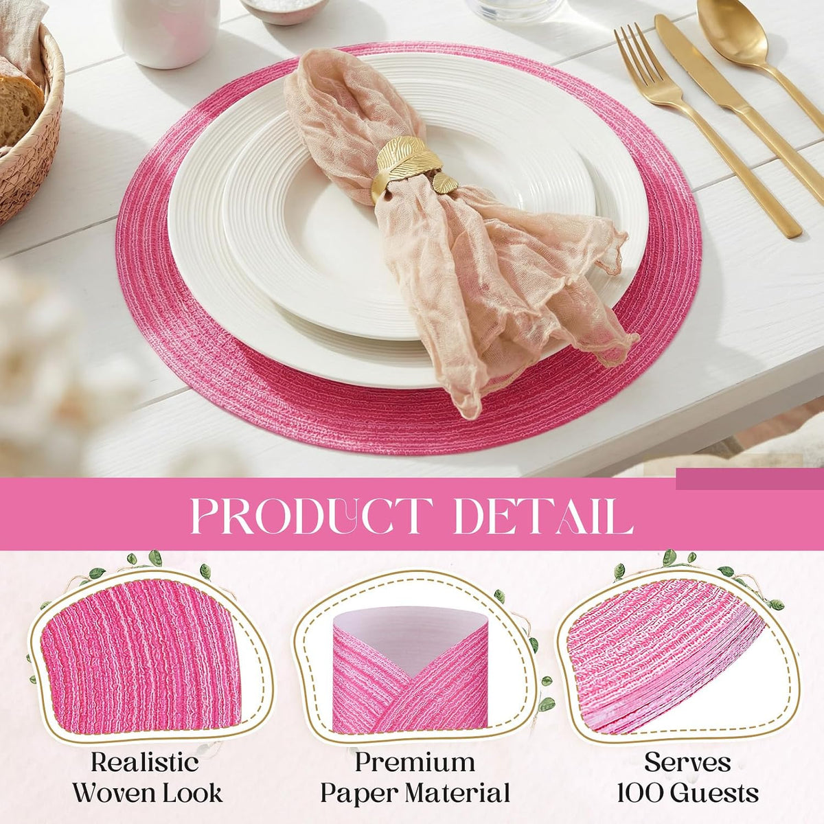 Disposable Paper Placemat Cotton Woven Look 13''