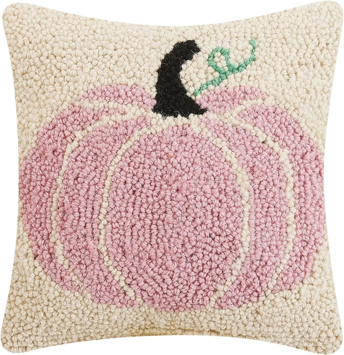 Pink Pumpkin Halloween Polyfill Hook Throw Pillow, 10-inch Square, Wool and Poly Velvet, Holiday Seasonal Decoration