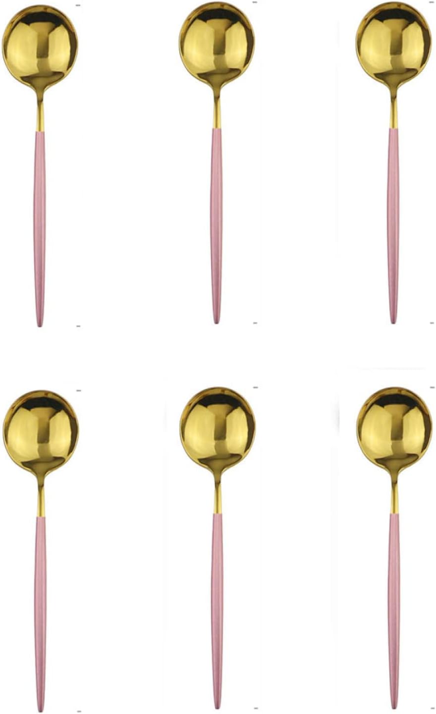 Cutlery Set Mini Stirring Spoons For Coffee Stainless Steel Small Spoons For Sauce Salt Sugar Tea Spoon 6Pcs Pink Gold