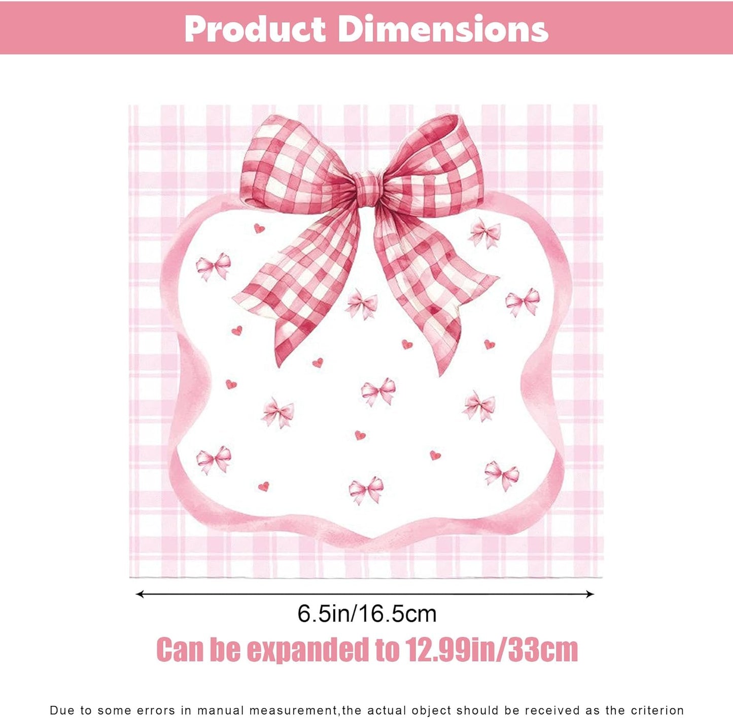 Bow Napkins, 20 Pack Pink Bow Napkins, Pink Napkin for Party, Paper Napkin