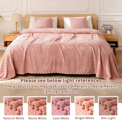 Fleece Throw Blanket for Couch 300GMS Super Soft Plush Fuzzy Blankets and Throws for Sofa Bed Office, 40x50 Inches, Pink