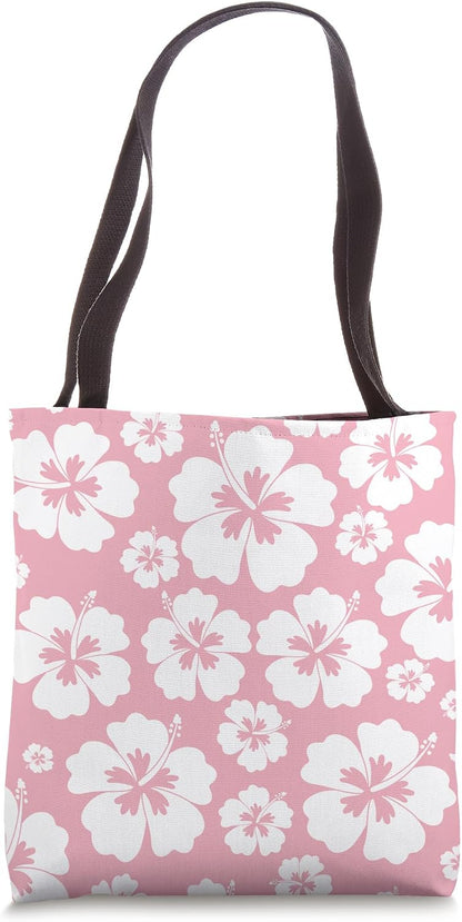 Pastel Peach Pink Hawaiian Tropical Hibiscus Tote Bag