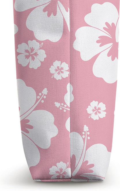 Pastel Peach Pink Hawaiian Tropical Hibiscus Tote Bag