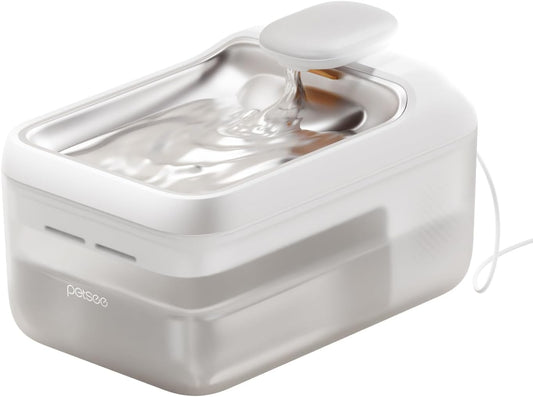 Automatic Cat Water Fountain 4.5L Large Capacity Stainless Steel Drink Tray Cat Water Dispenser Ultra-Quiet Pump Multi-Filtration System for Cats, Dogs, Multiple Pets S7 Lite White