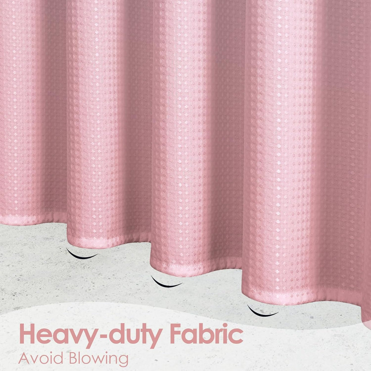 Pink Ombre Luxury Weighted Textured Fabric Shower Curtain Hotel,72x84