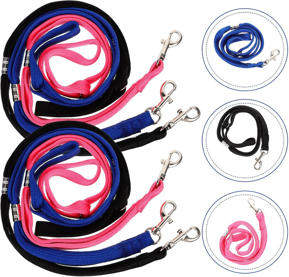 6pcs Pet Dog Grooming Noose Adjustable Nylon Bathing Loop Rope for Grooming Table with Blue, Black, Pink Straps