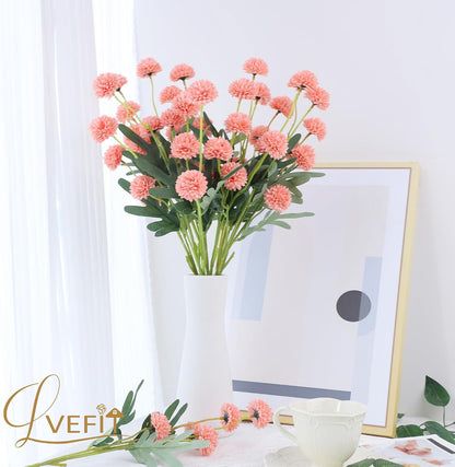 10 Pcs Coral Peach Kiku Flower Fake Mums Long Stem Flowers,Faux Kiku Flower Bulk,Silk Flowers Mini Chrysanthemum Floral Arrangements,Artificial Flowers Chrysanth Mini Fake Flower