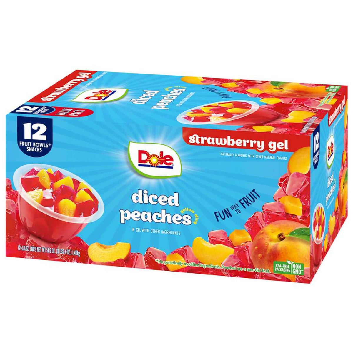 Dole Fruit Bowls Peaches, 4.3oz, 12 Total Cups