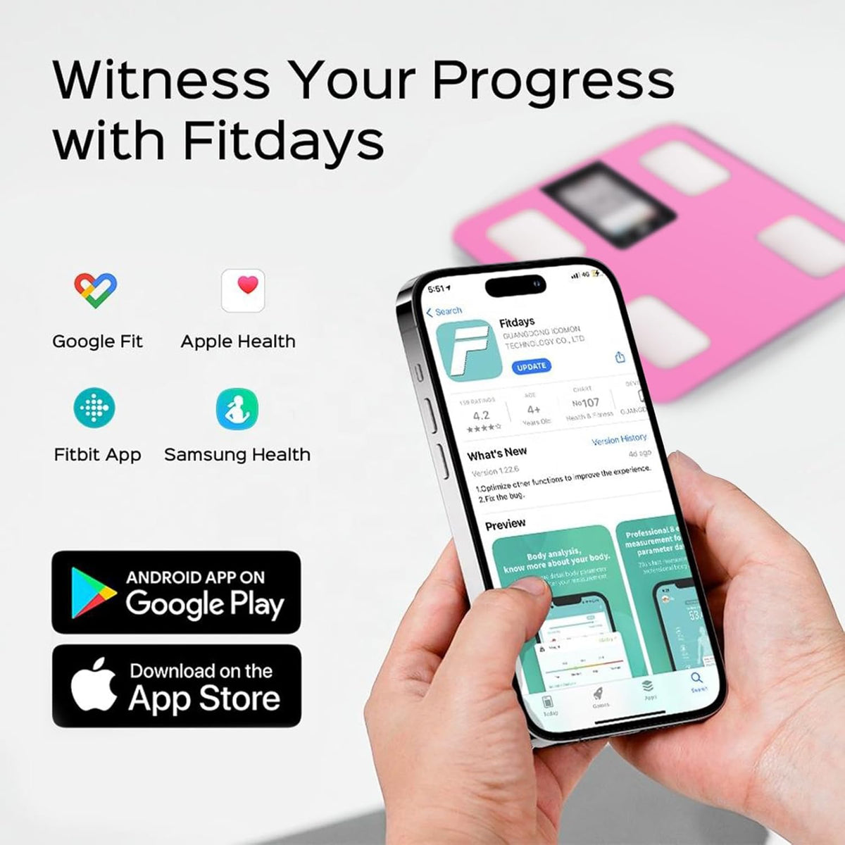 FITDAYS Smart Body Fat Scale
