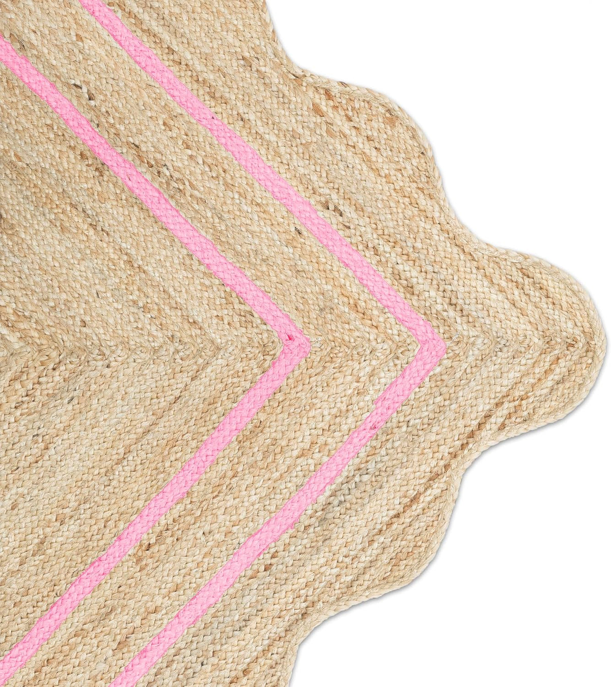 Wave Scalloped Jute Rug Entryway Natural Boho Area Rug Light Pink 5'x5'