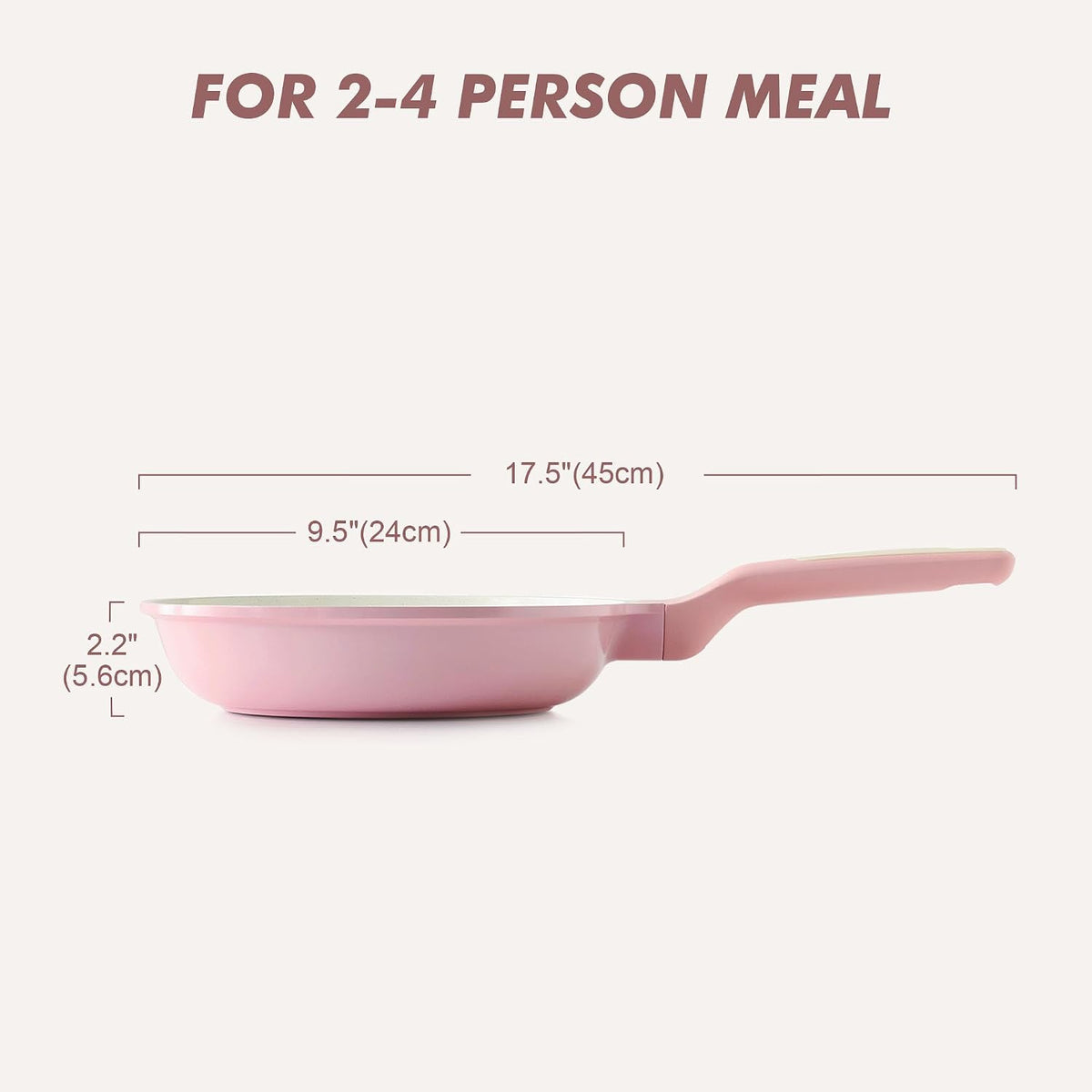 Nonstick Ceramic Frying Pan 9.5-Inch, Healthy Non Toxic Skillet, Induction Compatible Omelet Pan with Heat Resistant Handle, PFAS-Free, Pink