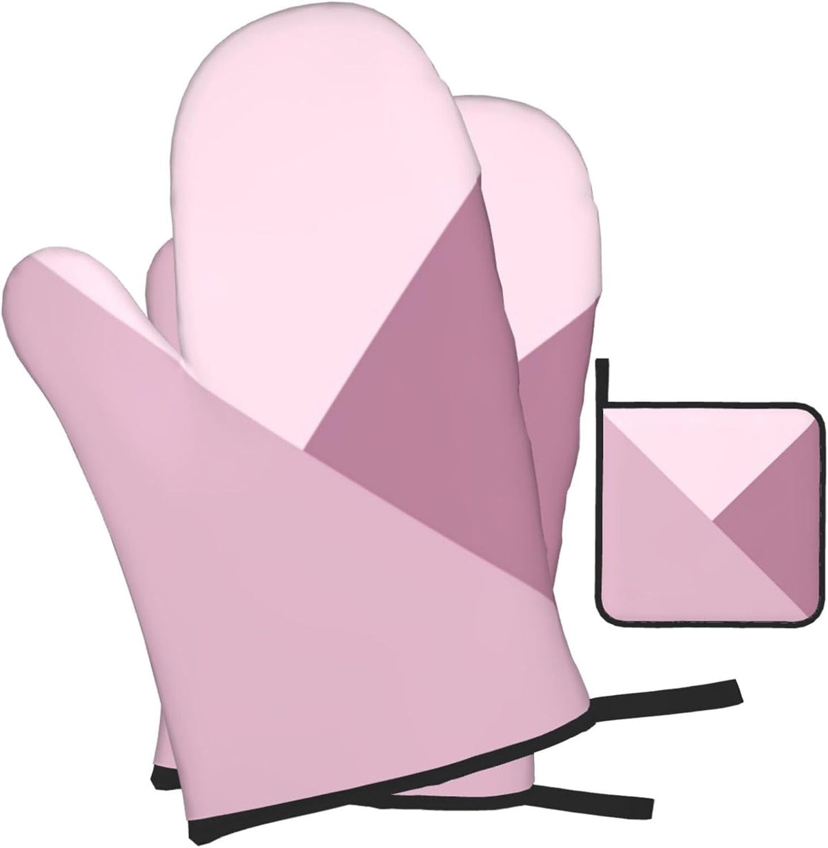 3 Pieces Oven Mitt and Pot Holder Sets, Dusty Rose Blush Pink Oven Mitts Set Heat Resistant Baking Gloves Kitchen Microwave for Cooking, BBQ