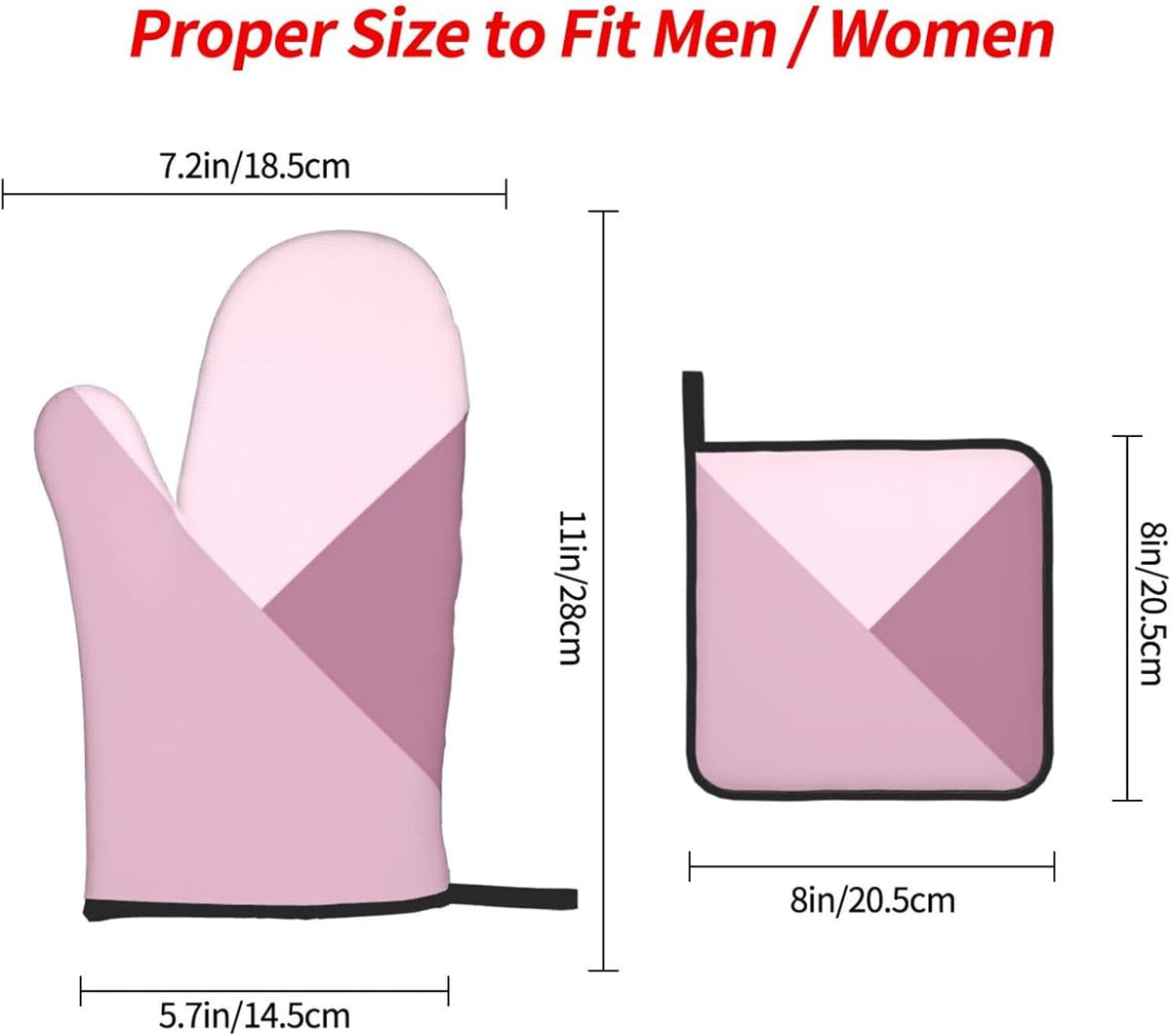 3 Pieces Oven Mitt and Pot Holder Sets, Dusty Rose Blush Pink Oven Mitts Set Heat Resistant Baking Gloves Kitchen Microwave for Cooking, BBQ