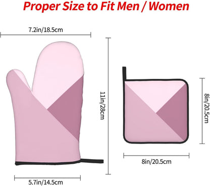 3 Pieces Oven Mitt and Pot Holder Sets, Dusty Rose Blush Pink Oven Mitts Set Heat Resistant Baking Gloves Kitchen Microwave for Cooking, BBQ