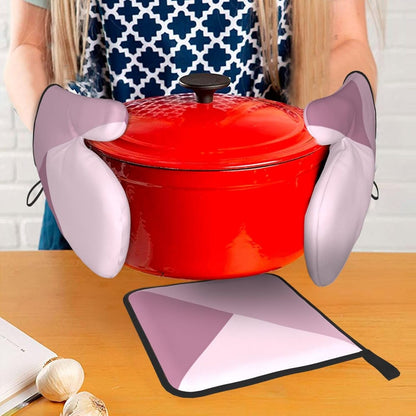3 Pieces Oven Mitt and Pot Holder Sets, Dusty Rose Blush Pink Oven Mitts Set Heat Resistant Baking Gloves Kitchen Microwave for Cooking, BBQ