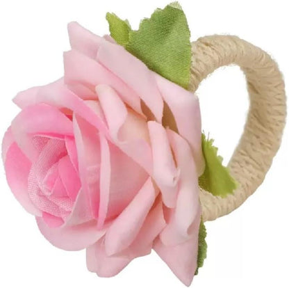 Flower Napkin Rings Set of 12,Pink Rose Flower Handmade Napkin Holder Rings Table Decorations for Wedding,Fall,Daily Party,Picnics,Banquet,Luncheons,Birthday,Christmas,Valentine's,Thanksgiving