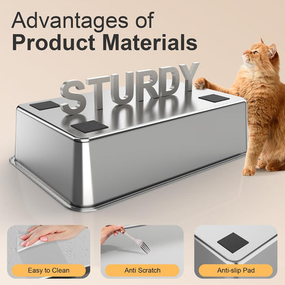 Stainless Steel Litter Box with Lid, XL Extra Large Litter Box, Enclosed Top Entry Metal Litterbox for Big Cat, Easy Cleaning, Anti-Leakage & High Sided with Mat, Aisle & Scoop, Pink