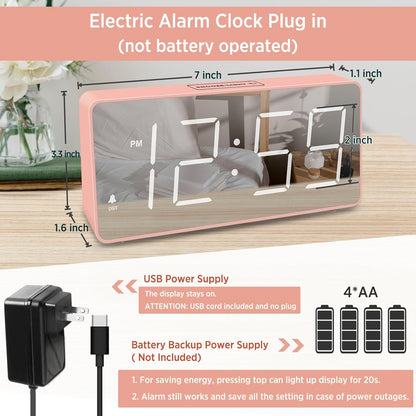 Digital Alarm Clock for Bedroom Bedside, Large Display 5 Dimmers