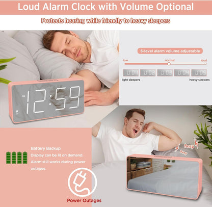 Digital Alarm Clock for Bedroom Bedside, Large Display 5 Dimmers
