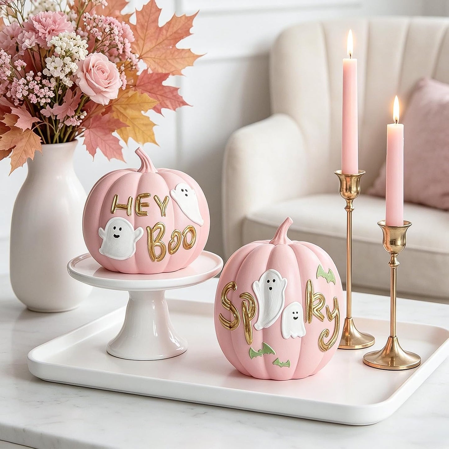 Fall Pumpkin Decorations Halloween Ghost Decor for Home Table