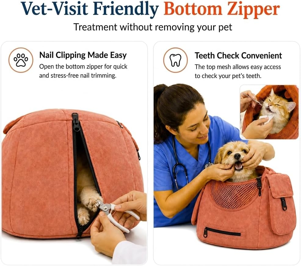 Dog Sling Carrier for Small Dogs and Cats up to 9 lbs, Adjustable Dog Carrier Sling for Puppies, Hands-Free Pet Sling, Breathable Cat Sling Carrier, Machine Washable (Sunset Pink)