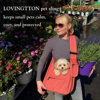 Dog Sling Carrier for Small Dogs and Cats up to 9 lbs, Adjustable Dog Carrier Sling for Puppies, Hands-Free Pet Sling, Breathable Cat Sling Carrier, Machine Washable (Sunset Pink)