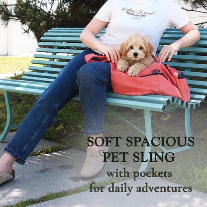 Dog Sling Carrier for Small Dogs and Cats up to 9 lbs, Adjustable Dog Carrier Sling for Puppies, Hands-Free Pet Sling, Breathable Cat Sling Carrier, Machine Washable (Sunset Pink)