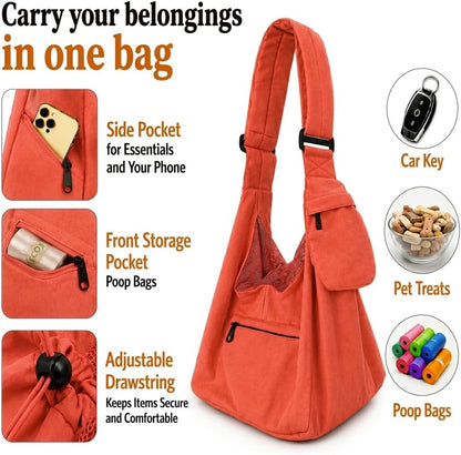 Dog Sling Carrier for Small Dogs and Cats up to 9 lbs, Adjustable Dog Carrier Sling for Puppies, Hands-Free Pet Sling, Breathable Cat Sling Carrier, Machine Washable (Sunset Pink)