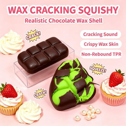 Wax Cracking Squishy Chocolate, Crunchy Wax Squishy Crispy Skin (Pink)