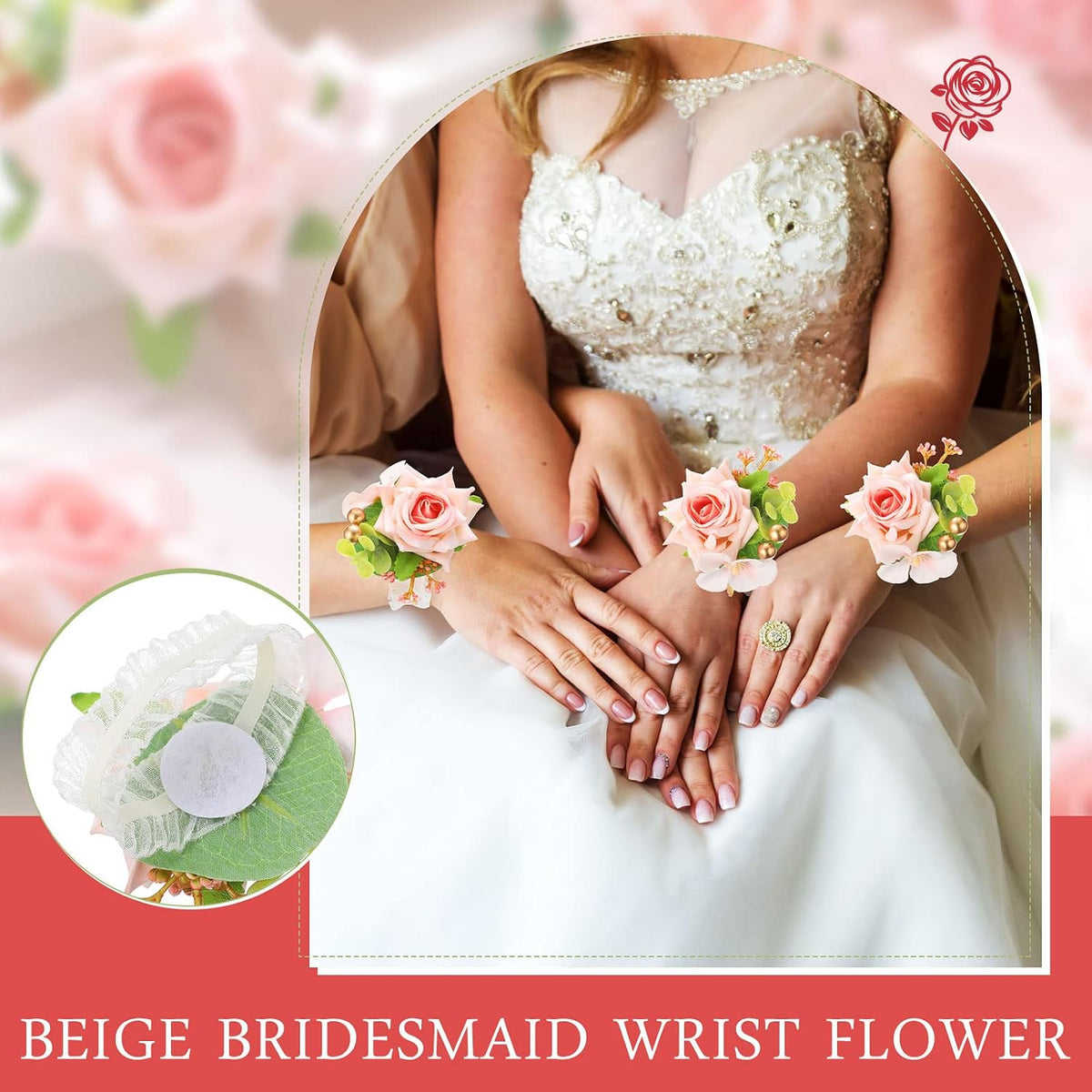 20 Pcs Pink Rose Corsage and Boutonniere Set for Wedding