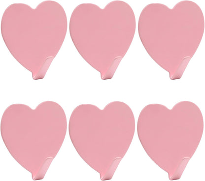 Heart Shaped Wall Hooks, Light Pink, 6 Pack