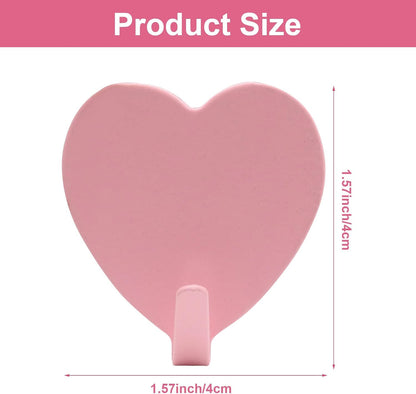 Heart Shaped Wall Hooks, Light Pink, 6 Pack