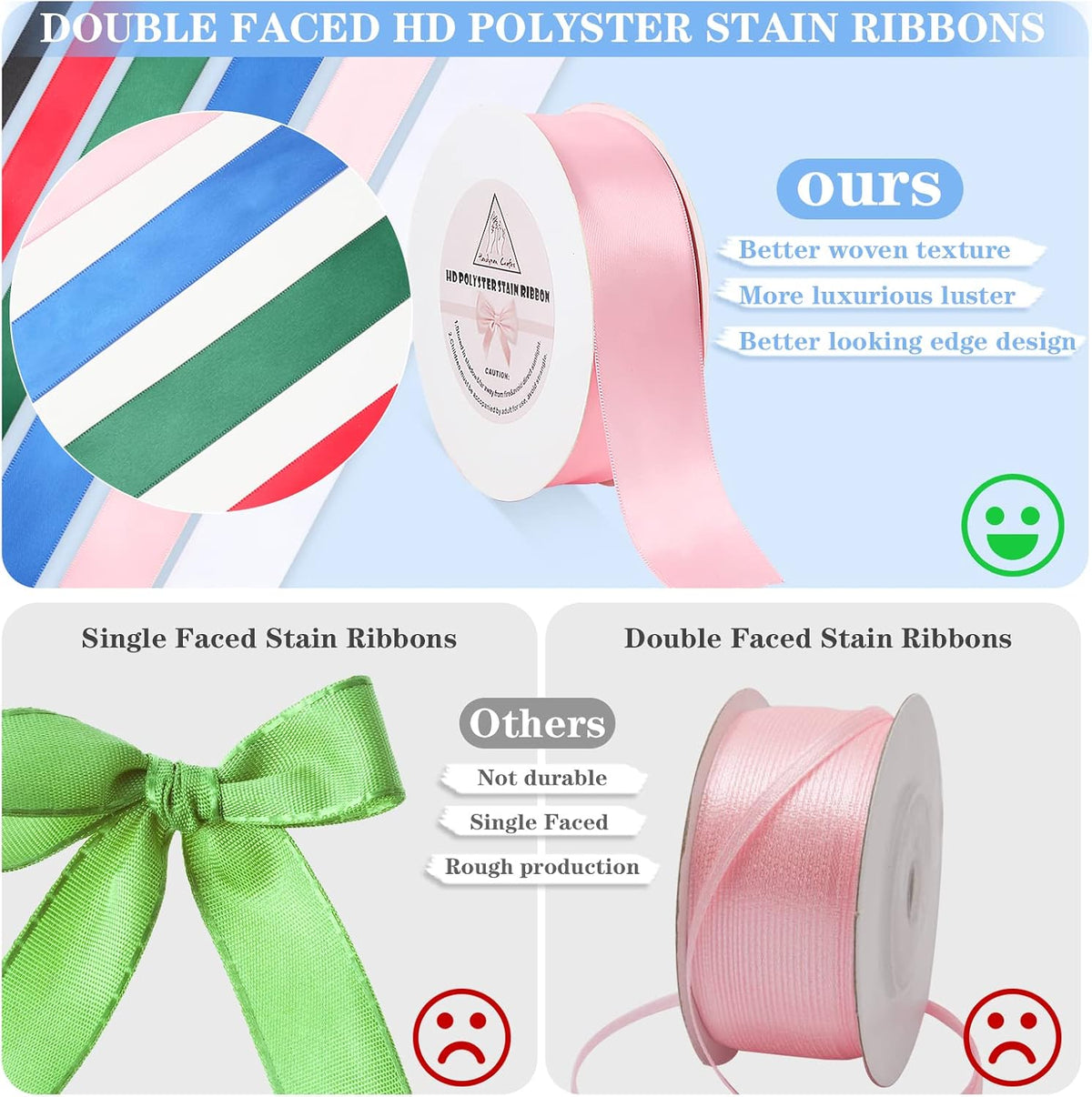Pink Satin Ribbon for Gift Warping,3/8inch 50 Yards Solid Polyester Fabric Ribbons for Flower Boquests,Wedding Decorations,Flowers,Balloons,Holidays,Christmas,Bow Makings