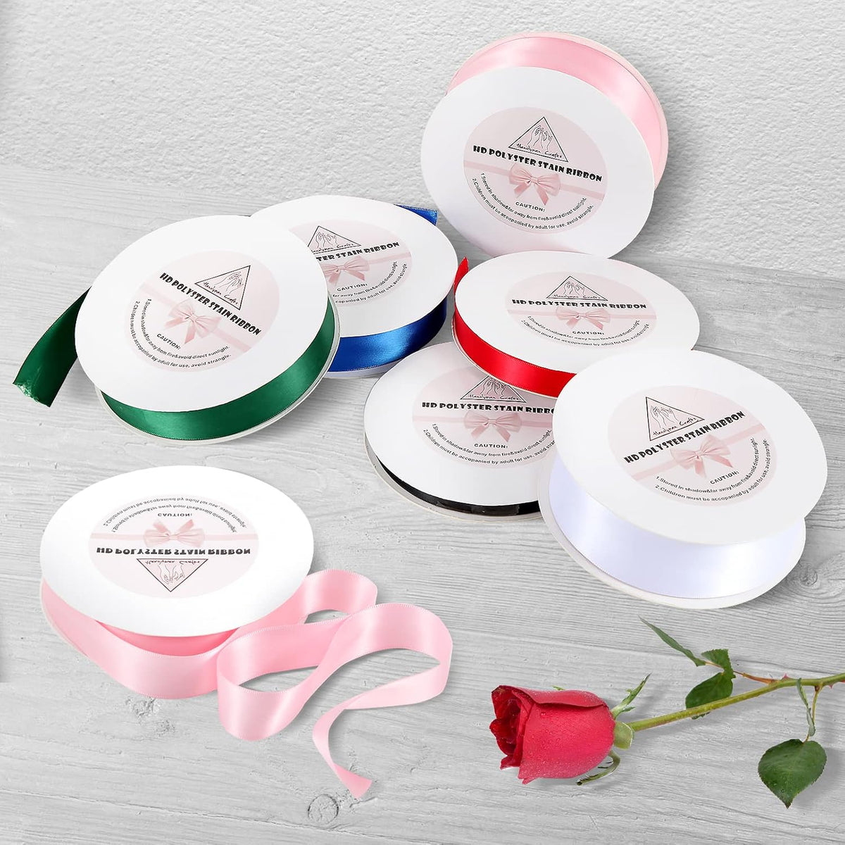 Pink Satin Ribbon for Gift Warping,3/8inch 50 Yards Solid Polyester Fabric Ribbons for Flower Boquests,Wedding Decorations,Flowers,Balloons,Holidays,Christmas,Bow Makings